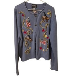 90s Vintage Roughrider Horse Bronc Rider Rodeo Cardigan XL